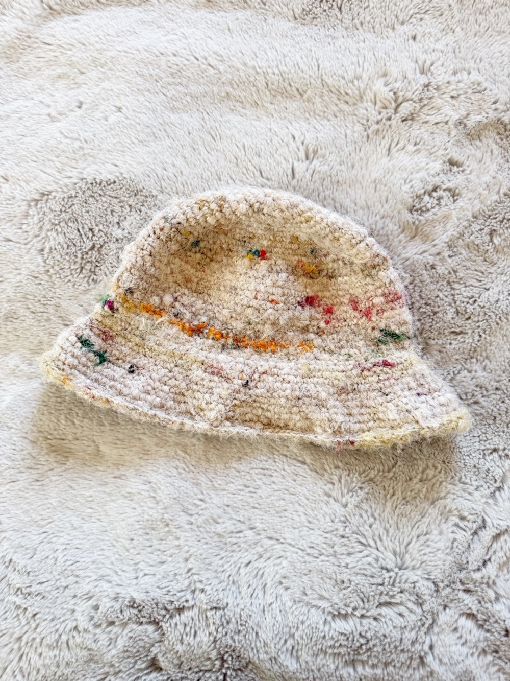 NOA NOA 100% Silk Woven Cream Speckled Knit Bucket Hat